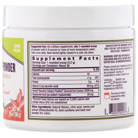 ReserveAge Nutrition, Collagen Replenish Powder, Chai Pear, 3.4 oz (96 g):مكملات الك,لاجين, المفصل