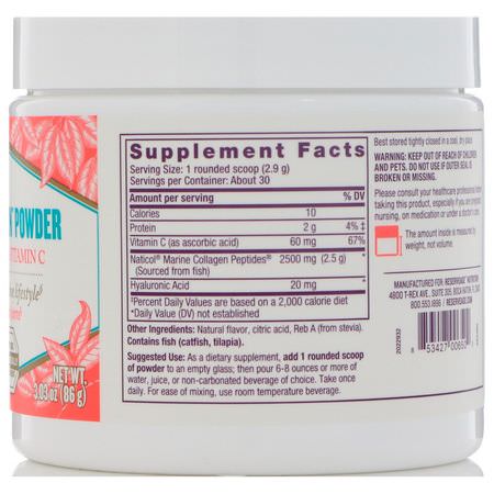 ReserveAge Nutrition, Freshwater Collagen Powder with Hyaluronic Acid & Vitamin C, Lemon, 3.03 oz (86 g):مكملات الك,لاجين, المفصل