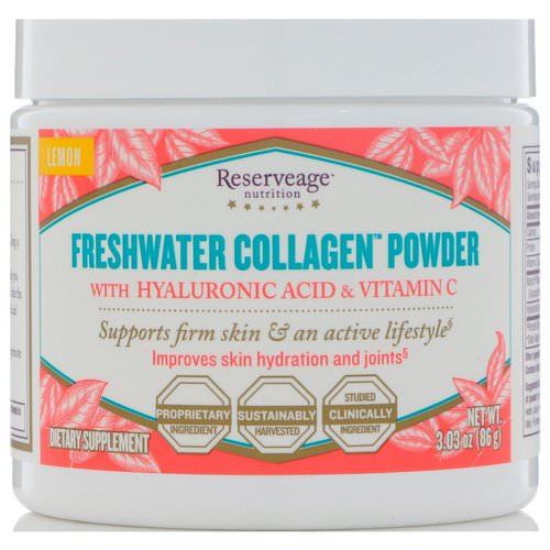 ReserveAge Nutrition, Freshwater Collagen Powder with Hyaluronic Acid & Vitamin C, Lemon, 3.03 oz (86 g) فوائد