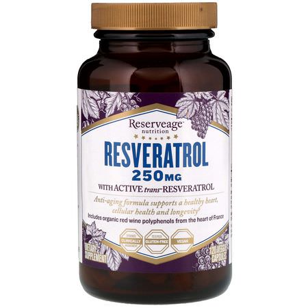 Reserveage Nutrition Resveratrol - ريسفيراتر,ل, مضادات الأكسدة, المكملات الغذائية