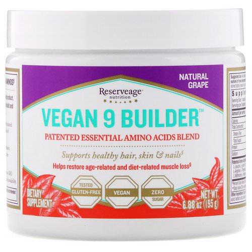 ReserveAge Nutrition, Vegan 9 Builder, Natural Grape, 6.88 oz (95 g) فوائد