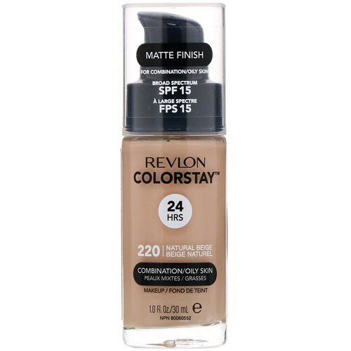 Revlon, Colorstay, Makeup, Combination/Oily, 220 Natural Beige, 1 fl oz (30 ml) فوائد