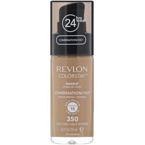 Revlon, Colorstay, Makeup, Combination/Oily, 350 Rich Tan, 1 fl oz (30 ml) فوائد