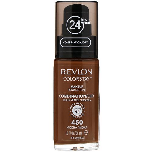 Revlon, Colorstay, Makeup, Combination/Oily, 450 Mocha, 1 fl oz (30 ml) فوائد
