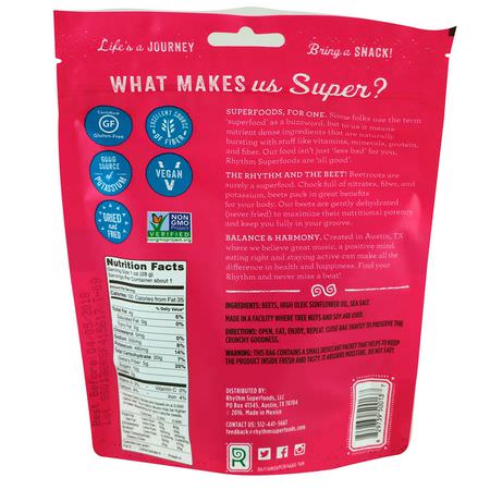 Rhythm Superfoods, Beet Chips, Sea Salt, 1.4 oz (40 g):