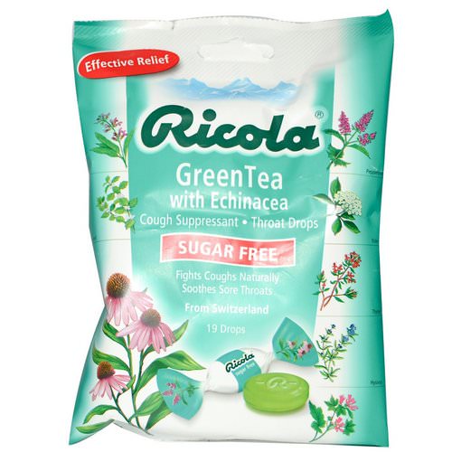 Ricola, Green Tea with Echinacea, Sugar Free, 19 Drops فوائد