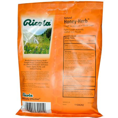 Ricola, Natural Honey Herb, 24 Drops:أنفلونزا, سعال