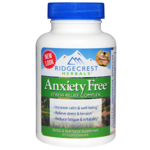 RidgeCrest Herbals, Anxiety Free, Stress Relief Complex, 60 Vegan Caps فوائد