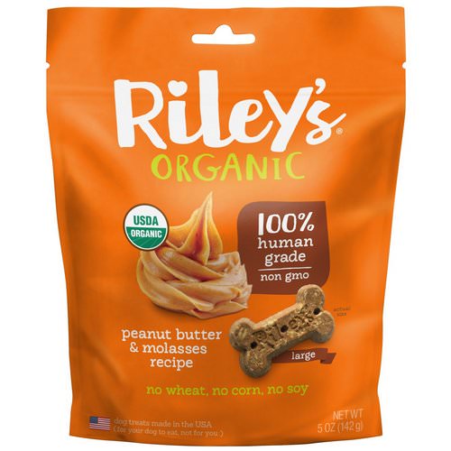 Riley’s Organics, Dog Treats, Large Bone, Peanut Butter & Molasses Recipe, 5 oz (142 g) فوائد