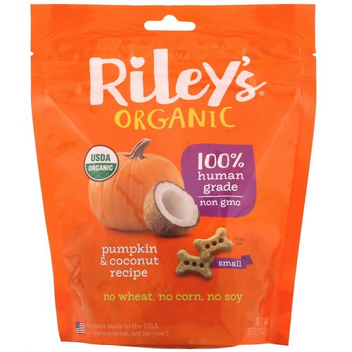 Riley’s Organics, Dog Treats, Small Bone, Pumpkin & Coconut Recipe, 5 oz (142 g) فوائد