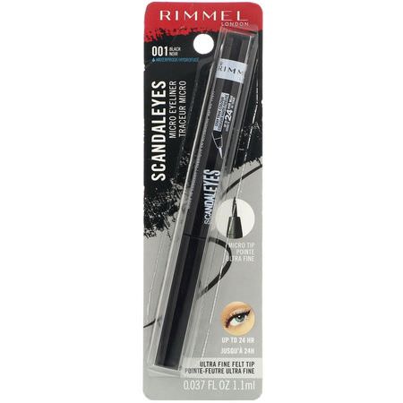 Rimmel London, Scandaleyes Micro Eyeliner, 001 Black, .037 fl oz (1.1 ml):كحل, عيون