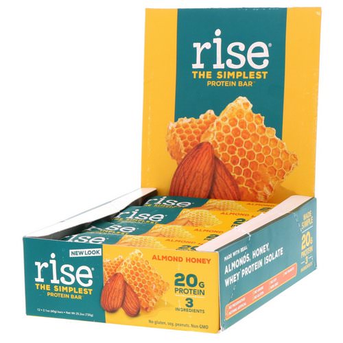 Rise Bar, The Simplest Protein Bar, Almond Honey, 12 Bars, 2.1 oz (60 g) Each فوائد