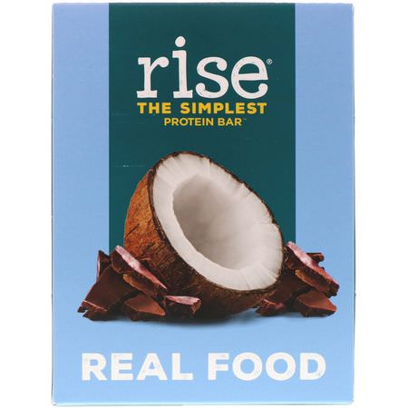 Rise Bar, The Simplest Protein Bar, Chocolatey Coconut, 12 Bars, 2.1 oz (60 g) Each:أشرطة البر,تين النباتي, أشرطة البر,تين