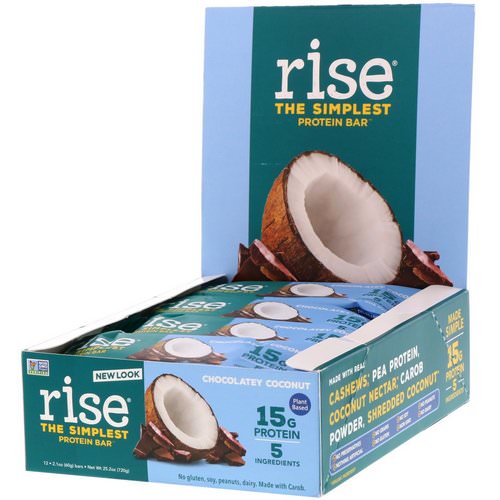 Rise Bar, The Simplest Protein Bar, Chocolatey Coconut, 12 Bars, 2.1 oz (60 g) Each فوائد