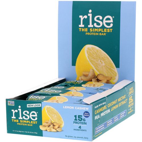 Rise Bar, The Simplest Protein Bar, Lemon Cashew, 12 Bars, 2.1 oz (60 g) Each فوائد