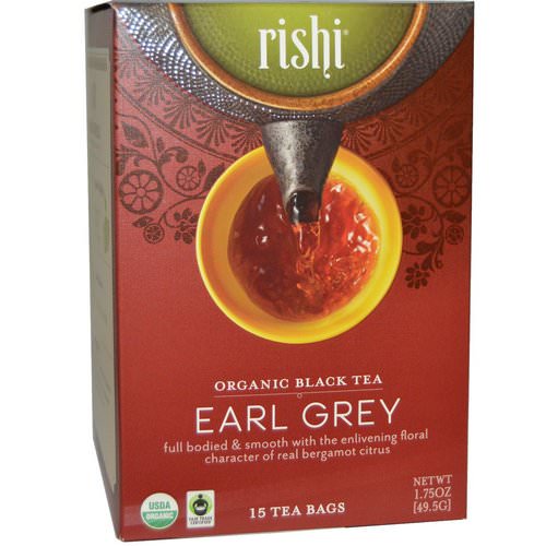 Rishi Tea, Organic Black Tea, Earl Grey, 15 Tea Bags 1.75 oz (49.5 g) فوائد