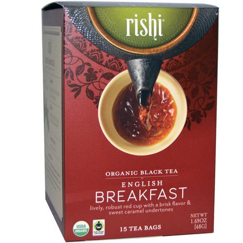 Rishi Tea, Organic Black Tea, English Breakfast, 15 Tea Bags, 1.69 oz (48 g) فوائد