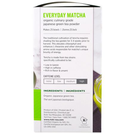 Rishi Tea, Organic Everyday Matcha Powder, 1.76 oz (50 g):الشاي الأخضر ,شاي ماتشا