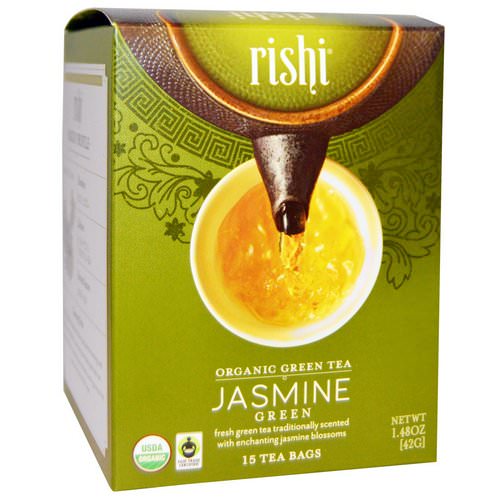 Rishi Tea, Organic Green Tea, Jasmine Green, 15 Tea Bags, 1.48 oz (42 g) Each فوائد