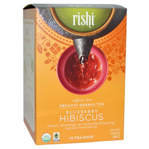 Rishi Tea, Organic Herbal Tea, Blueberry Hibiscus, 15 Tea Bags, 1.69 oz (48 g) فوائد