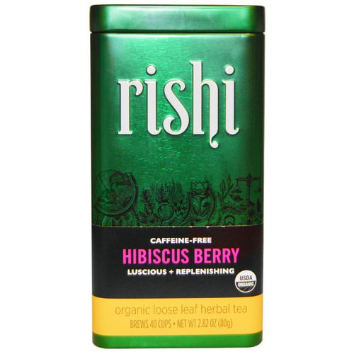 Rishi Tea, Organic Loose Leaf Herbal Tea, Caffeine Free, Hibiscus Berry, 2.82 oz (80 g) فوائد