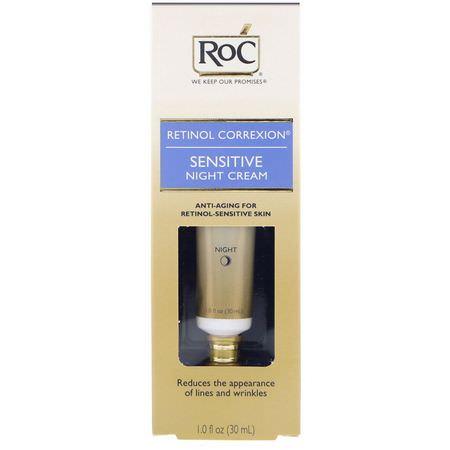 RoC, Retinol Correxion, Sensitive Night Cream, 1.0 fl oz (30 ml):مرطبات ليلية, كريمات