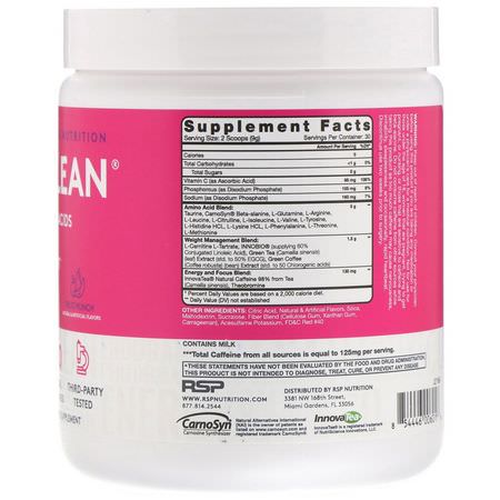 RSP Nutrition, AminoLean, Fruit Punch, 9.52 oz (270 g):L-Carnitine,الأحماض الأمينية