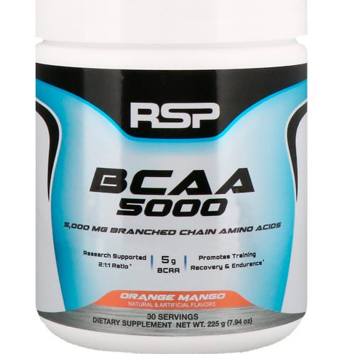 RSP Nutrition, BCAA 5000, Orange Mango, 5,000 mg, 7.94 oz (225 g) فوائد