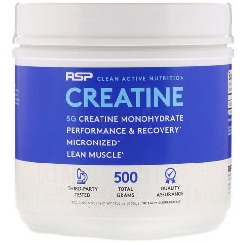 RSP Nutrition, Creatine Monohydrate, Micronized Creatine Powder, 5 g, 17.6 oz (500 g) فوائد