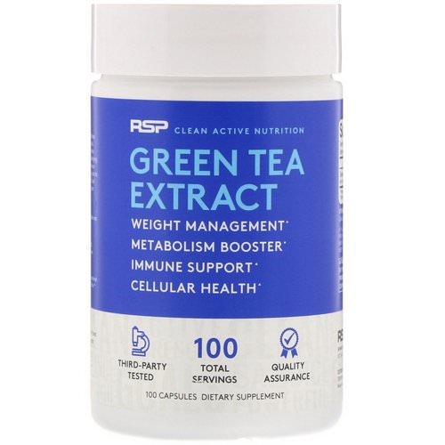 RSP Nutrition, Green Tea Extract, 500 mg, 100 Capsules فوائد