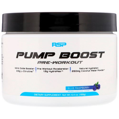 RSP Nutrition, Pump Boost Pre-Workout, Blue Raspberry, 6.4 oz (180 g) فوائد