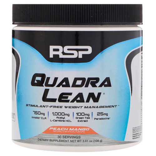 RSP Nutrition, Quadra Lean, Stimulant-Free Weight Management, Peach Mango, 3.81 oz (108 g) فوائد