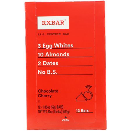 RXBAR, Protein Bar, Chocolate Cherry, 12 Bars, 1.83 oz (52 g) Each:أشرطة البر,تين النباتي, أشرطة البر,تين