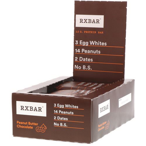 RXBAR, Protein Bars, Peanut Butter Chocolate, 12 Bars, 1.83 oz (52 g) Each فوائد