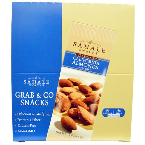 Sahale Snacks, Dry Roasted, California Almonds + Sea Salt, 9 Packs, 1.5 oz (42.5 g) Each فوائد