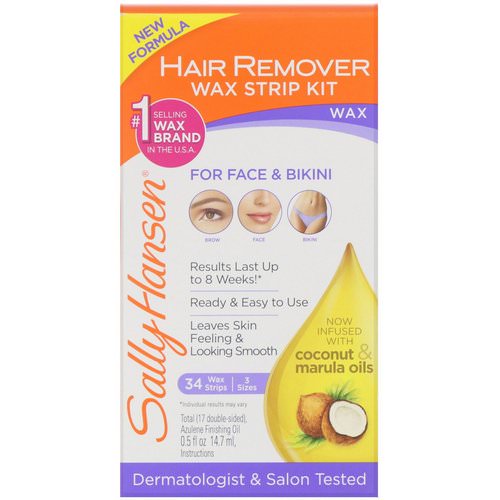 Sally Hansen, Hair Remover Wax Strip Kit, 34 Wax Strips + Finishing Oil فوائد