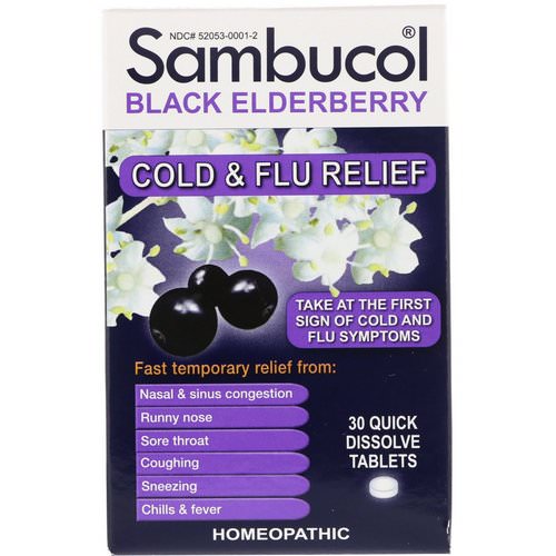 Sambucol, Black Elderberry, Cold & Flu Relief, 30 Quick Dissolve Tablets فوائد