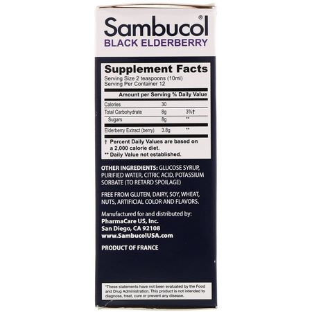 Sambucol, Black Elderberry Syrup, Original Formula, 4 fl oz (120 ml):أنفلونزا, سعال