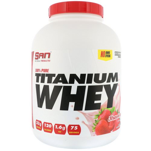 SAN Nutrition, 100% Pure Titanium Whey, Strawberry, 5 lb (2273 g) فوائد