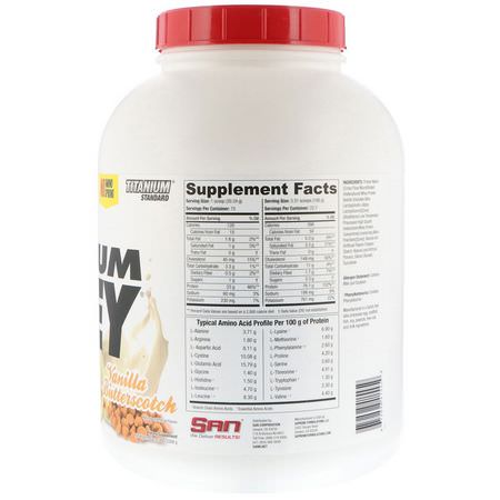 SAN Nutrition, 100% Pure Titanium Whey, Vanilla Butterscotch, 5 lbs (2268 g):بر,تين مصل اللبن, التغذية الرياضية