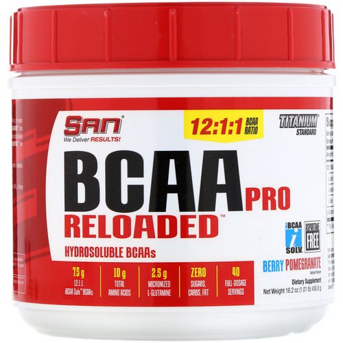 SAN Nutrition, BCAA-Pro Reloaded, Berry Pomegranate, 16.2 oz (458.6 g) فوائد