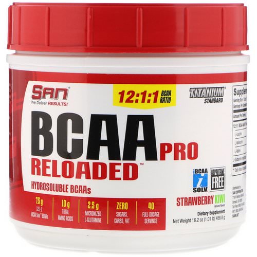 SAN Nutrition, BCAA Pro Reloaded, Strawberry Kiwi, 16.2 oz (458.8 g) فوائد