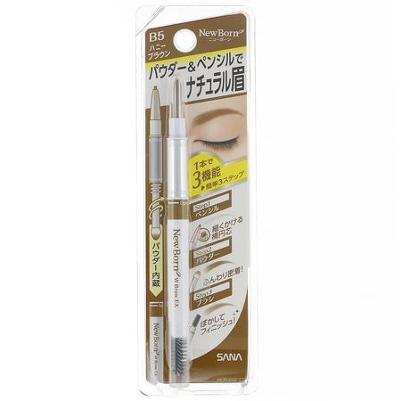 Sana, New Born, Eyebrow Powder & Pencil, B5 Honey Brown, 1 Piece:حاجب العين, عيون