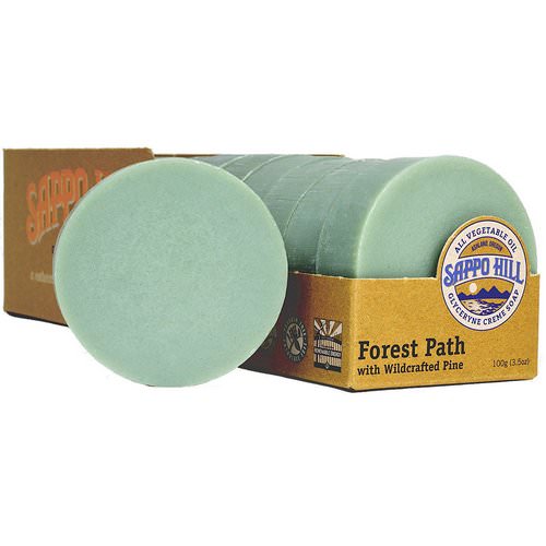 Sappo Hill, Glycerine Creme Soap, Forest Path Wildcrafted Pine, 12 Bars, 3.5 oz (100 g) فوائد