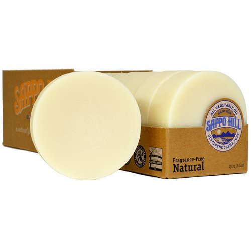 Sappo Hill, Glyceryne Cream Soap, Natural, Fragrance-Free, 12 Bars, 3.5 oz (100 g) Each فوائد