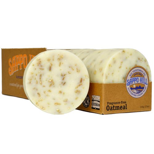 Sappo Hill, Glyceryne Cream Soap, Oatmeal, Fragrance-Free, 12 Bars, 3.5 oz (100 g) Each فوائد