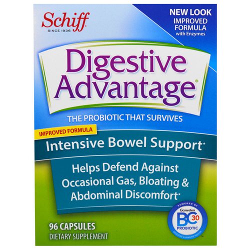 Schiff, Digestive Advantage, Intensive Bowel Support, 96 Capsules فوائد