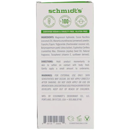 Schmidt's Naturals, Natural Deodorant, Sensitive Skin Formula, Jasmine Tea, 3.25 oz (92 g):مزيل عرق, حمام