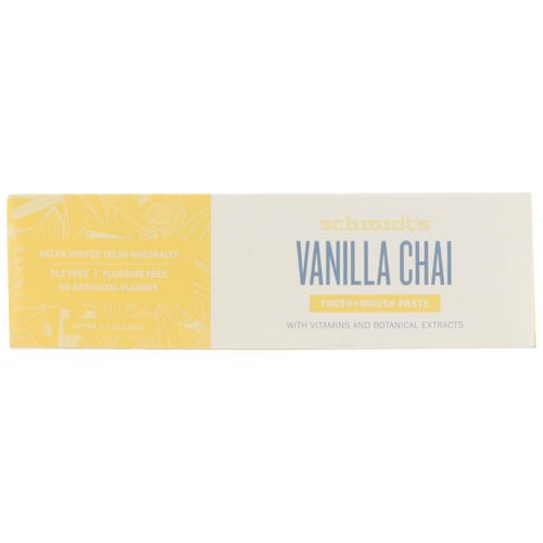 Schmidt's Naturals, Tooth + Mouth Paste, Vanilla Chai, 4.7 oz (133 g) فوائد