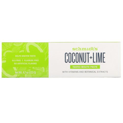 Schmidt's Naturals, Tooth + Mouth Paste, Coconut + Lime, 4.7 oz (133 g) فوائد